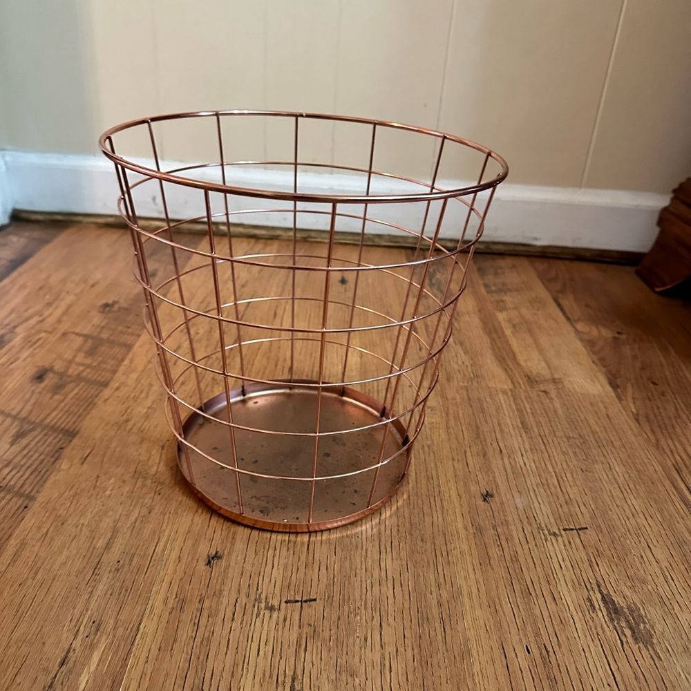 Rose Gold metal wastebasket